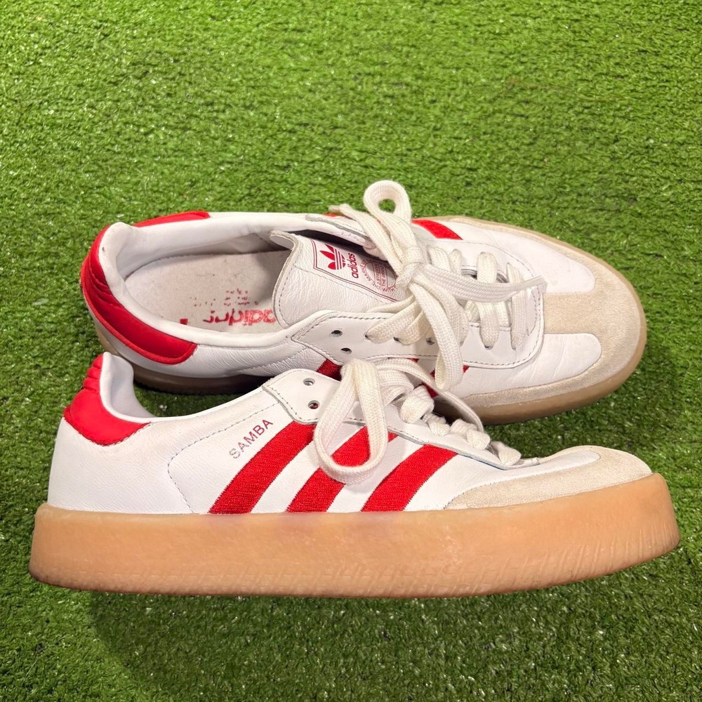 Adidas Original Sambae Red ID0438 Lifestyle Sneakers Womens Size 6.5 Platform